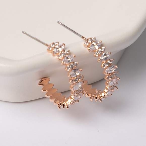 Cubic zirconia crystal hoops - Picture 8 of 8